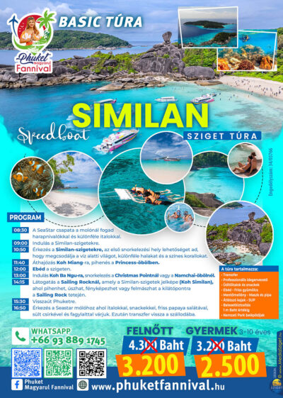 Similan-szigetek speedboat túra a Sailing Rock kilátóval – Phuket Fannival magyar nyelvű asszisztencia és programterv.
